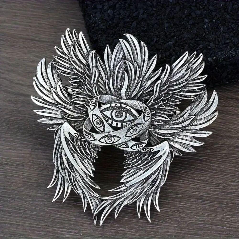 Unique Silver toned biblical Description Angel Wings Hair Clip